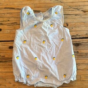 Janie and Jack Light Blue Romper with Lemon Details